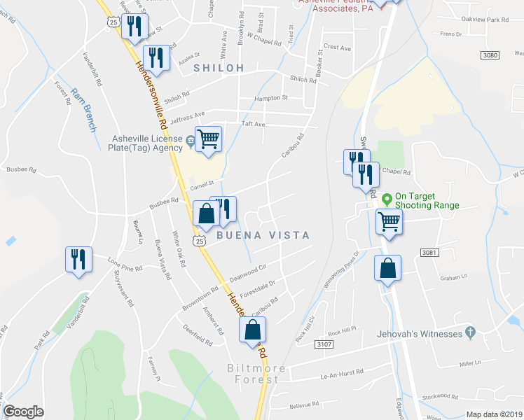 map of restaurants, bars, coffee shops, grocery stores, and more near 7 Ardmore Street in Asheville