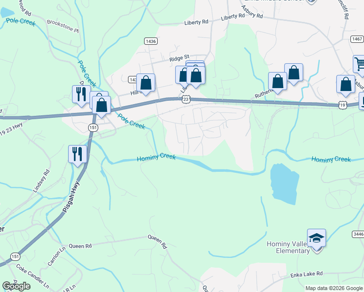 map of restaurants, bars, coffee shops, grocery stores, and more near 16 Lagorce Drive in Candler