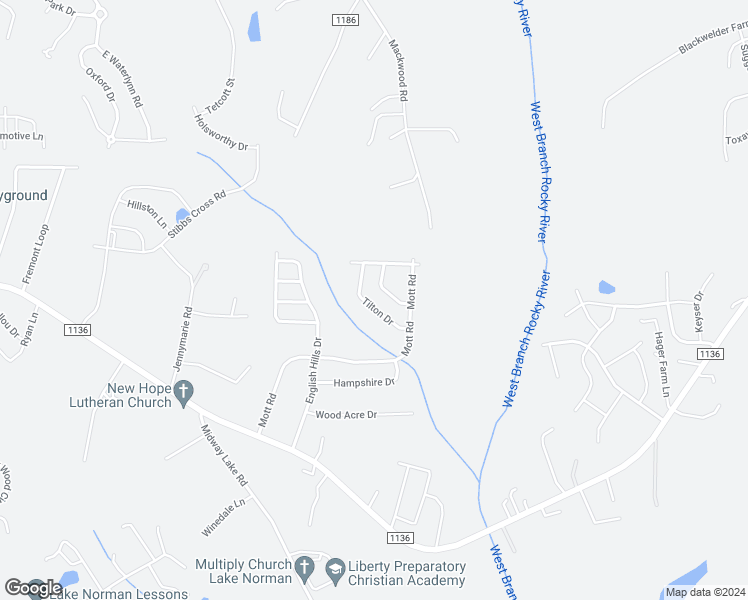 map of restaurants, bars, coffee shops, grocery stores, and more near 120 Tilton Drive in Mooresville