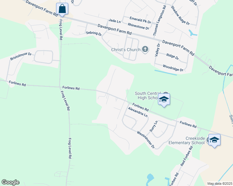 map of restaurants, bars, coffee shops, grocery stores, and more near 2315 Vineyard Drive in Winterville