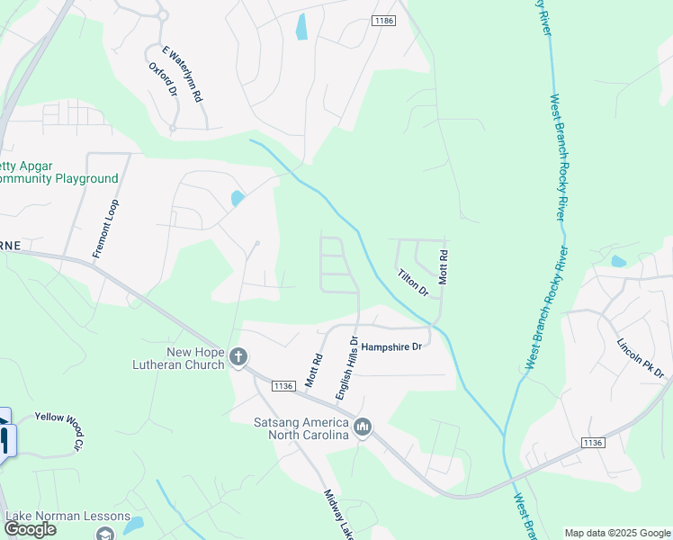 map of restaurants, bars, coffee shops, grocery stores, and more near 108 Newbury Drive in Mooresville