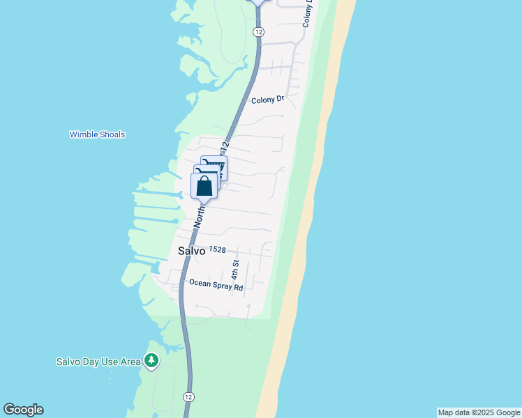 map of restaurants, bars, coffee shops, grocery stores, and more near 27221 Sand Street in Rodanthe