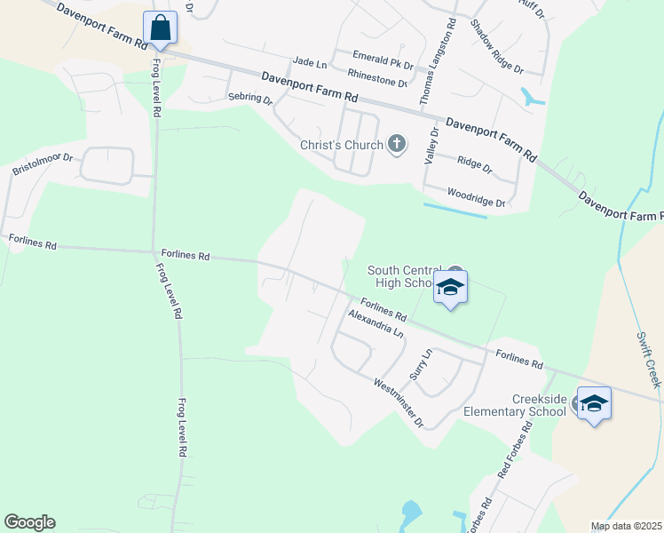 map of restaurants, bars, coffee shops, grocery stores, and more near 2300 Vineyard Drive in Winterville