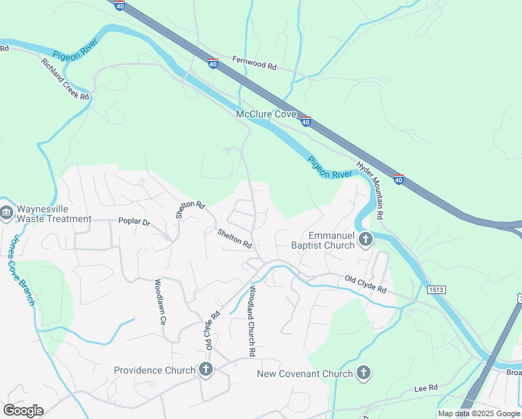 map of restaurants, bars, coffee shops, grocery stores, and more near 204 Richland Creek Road in Clyde
