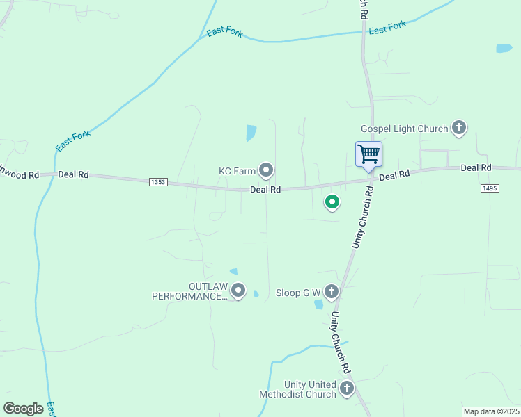 map of restaurants, bars, coffee shops, grocery stores, and more near 3735 Deal Road in Mooresville