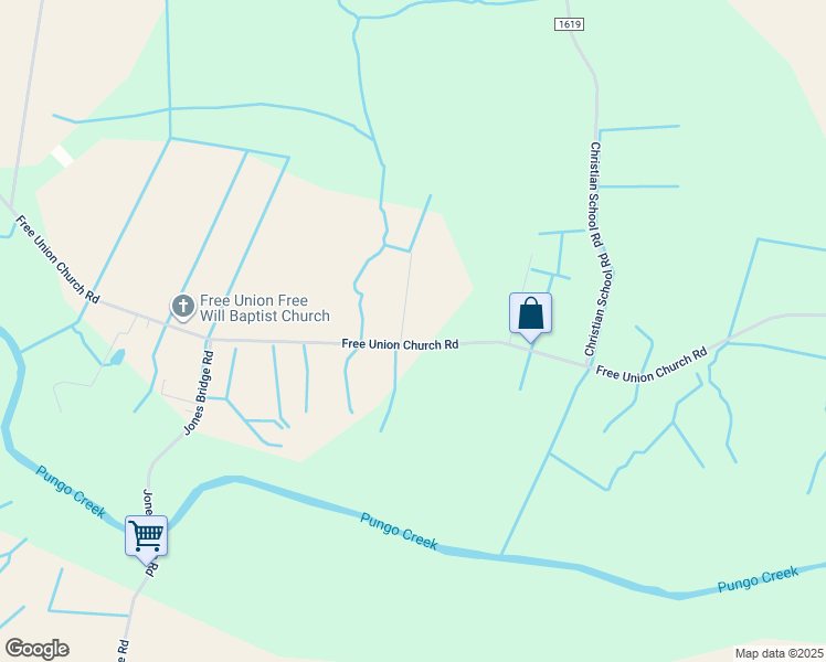 map of restaurants, bars, coffee shops, grocery stores, and more near 5485 Free Union Church Road in Pinetown