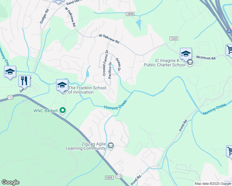 map of restaurants, bars, coffee shops, grocery stores, and more near 204 Crowell Square Court in Asheville