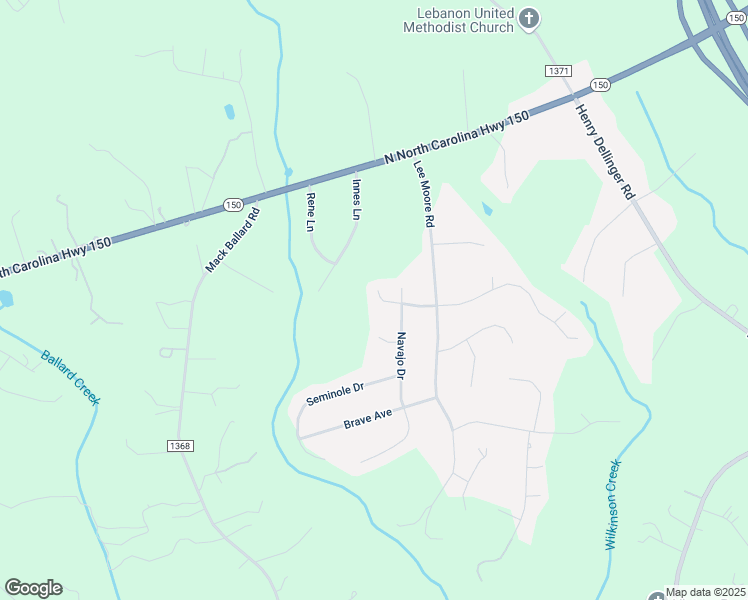 map of restaurants, bars, coffee shops, grocery stores, and more near 4584 Cherokee Drive in Maiden