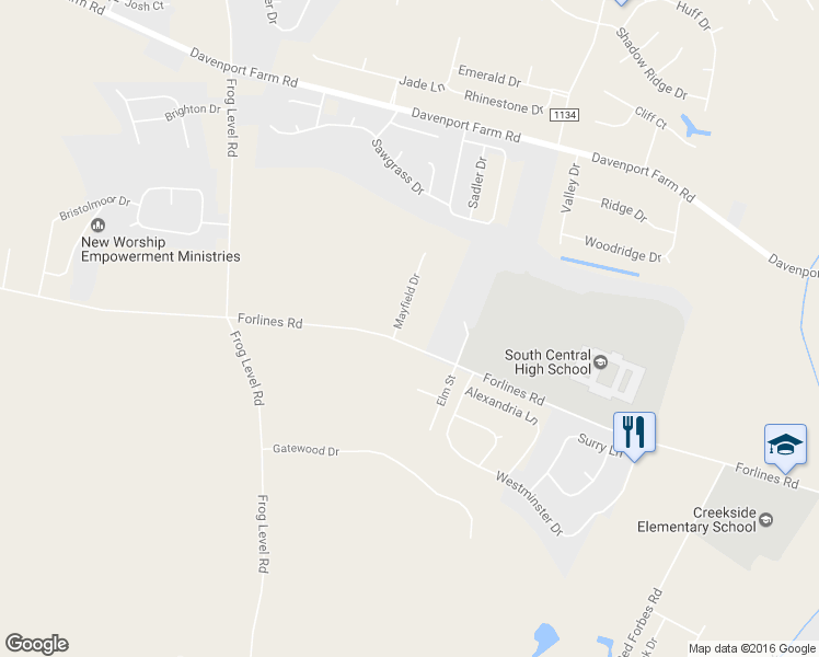 map of restaurants, bars, coffee shops, grocery stores, and more near 2373 Mayfield Drive in Winterville