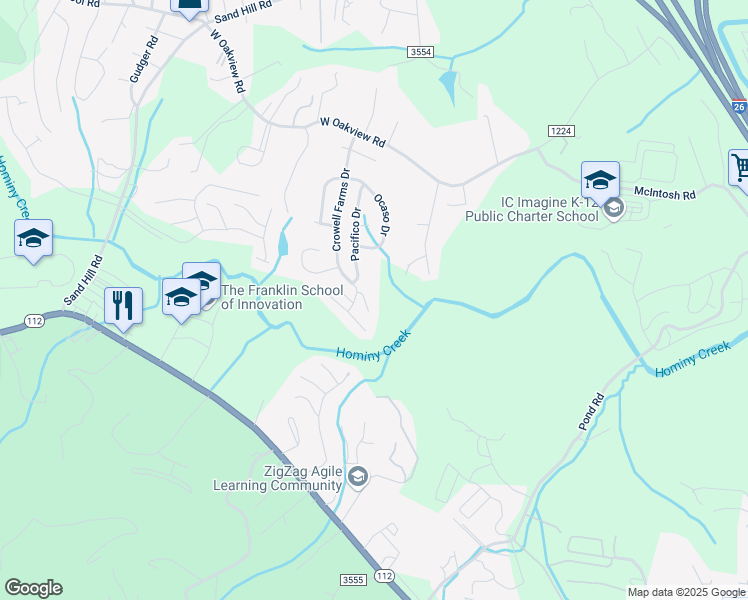 map of restaurants, bars, coffee shops, grocery stores, and more near 204 Crowell Square Court in Asheville
