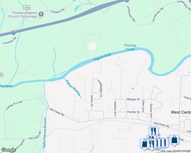 map of restaurants, bars, coffee shops, grocery stores, and more near 442 James Street in Clyde