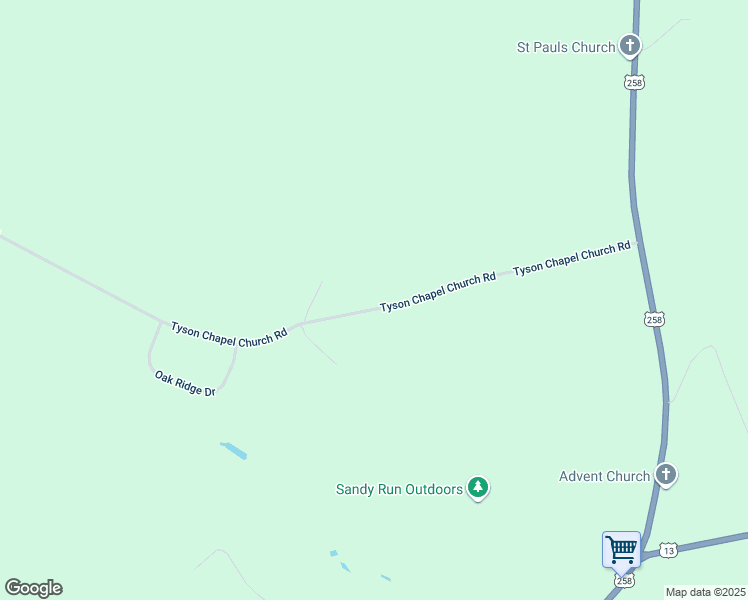 map of restaurants, bars, coffee shops, grocery stores, and more near 664 Tyson Chapel Church Road in Farmville