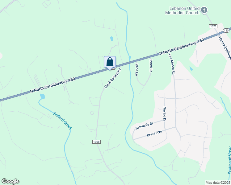 map of restaurants, bars, coffee shops, grocery stores, and more near 4394 Frank Dellinger Lane in Maiden