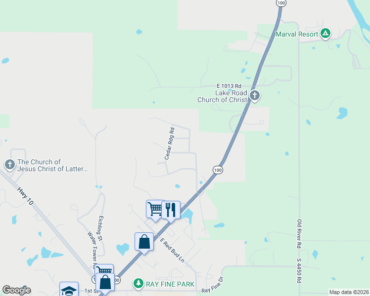 map of restaurants, bars, coffee shops, grocery stores, and more near 301 Highland Park Drive in Gore