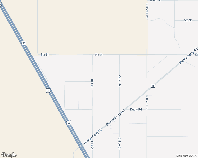 map of restaurants, bars, coffee shops, grocery stores, and more near 14290-14376 Bee Street in Dolan Springs