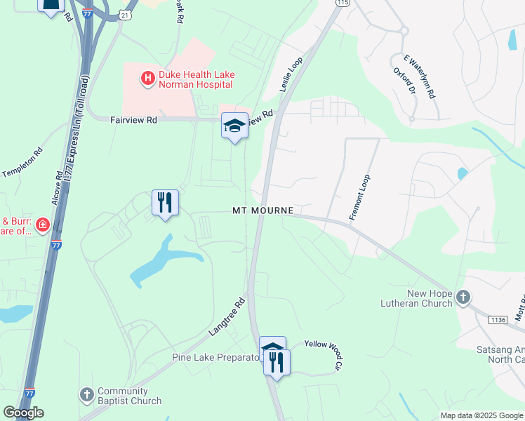 map of restaurants, bars, coffee shops, grocery stores, and more near in Iredell County