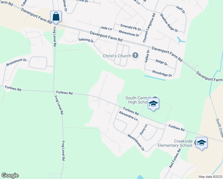 map of restaurants, bars, coffee shops, grocery stores, and more near 2300 Vineyard Drive in Winterville