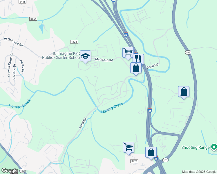 map of restaurants, bars, coffee shops, grocery stores, and more near 199 Pond Road in Asheville