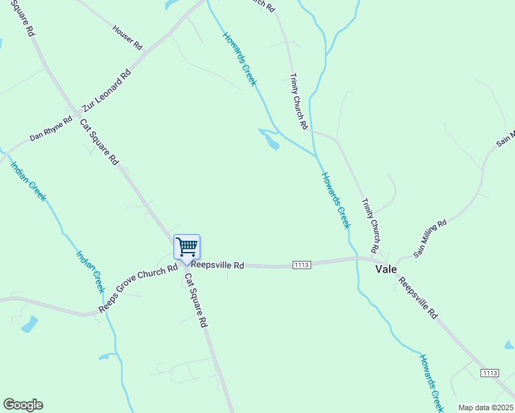 map of restaurants, bars, coffee shops, grocery stores, and more near 2182 Cat Square Road in Vale