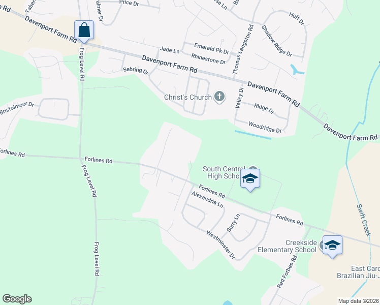 map of restaurants, bars, coffee shops, grocery stores, and more near 2370 Vineyard Drive in Winterville