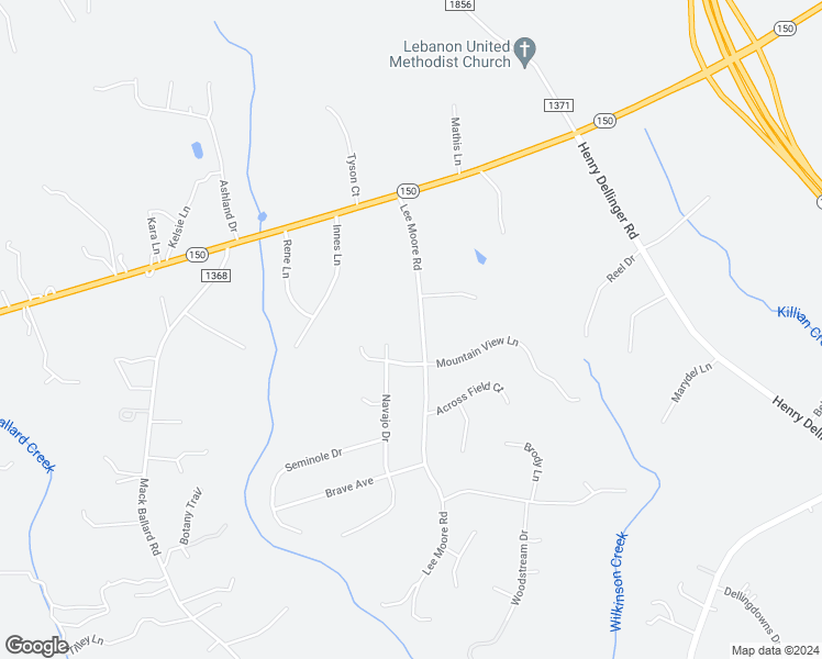 map of restaurants, bars, coffee shops, grocery stores, and more near 3793 Lee Moore Road in Maiden