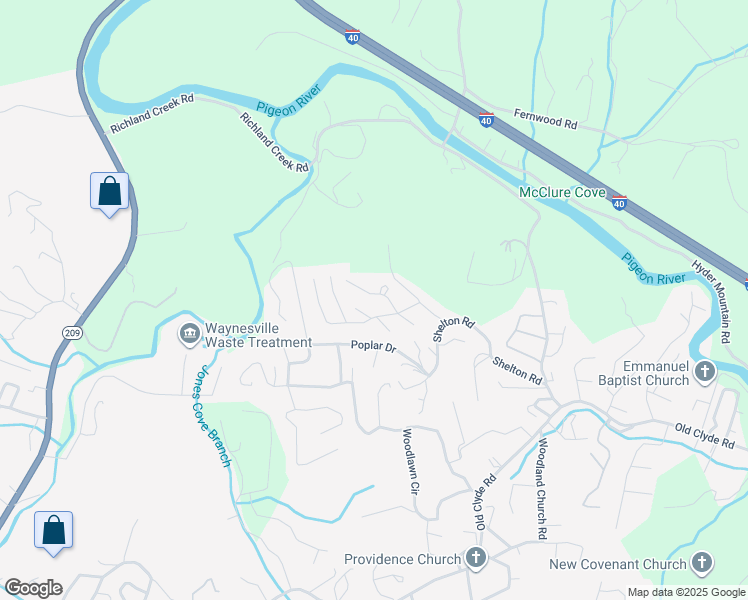 map of restaurants, bars, coffee shops, grocery stores, and more near 85 Hill N Dale Drive in Clyde