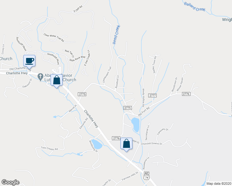 map of restaurants, bars, coffee shops, grocery stores, and more near 95 Reeds Creek Road in Fairview