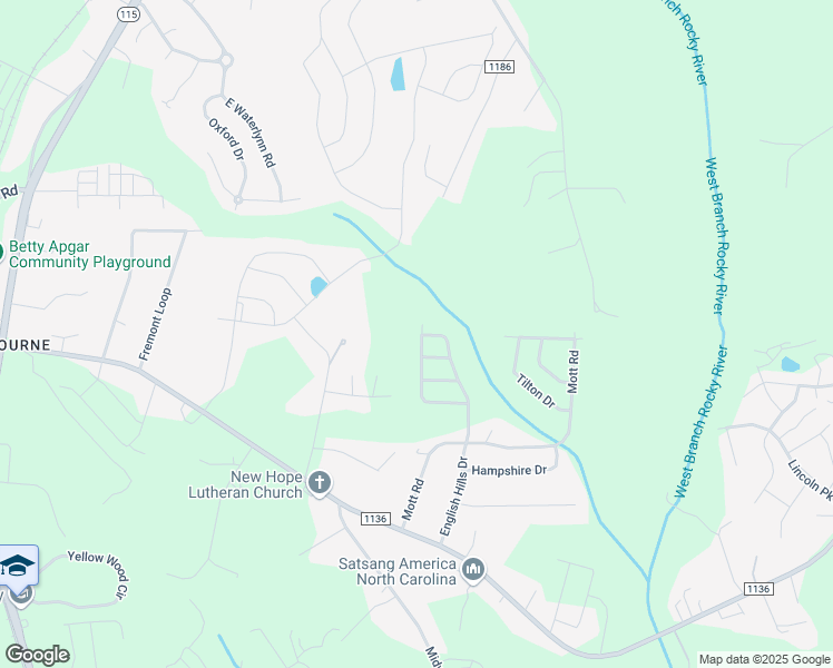 map of restaurants, bars, coffee shops, grocery stores, and more near 147 Peterborough Drive in Mooresville