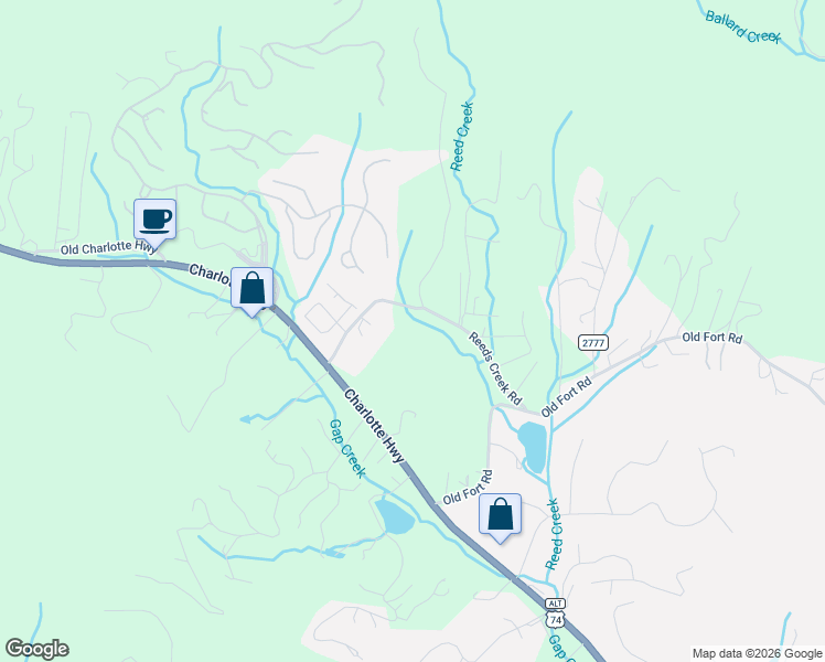 map of restaurants, bars, coffee shops, grocery stores, and more near 49 Reeds Creek Road in Fairview
