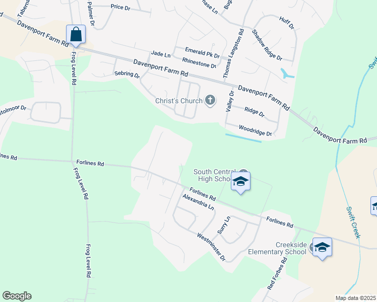map of restaurants, bars, coffee shops, grocery stores, and more near 2375 Vineyard Drive in Winterville