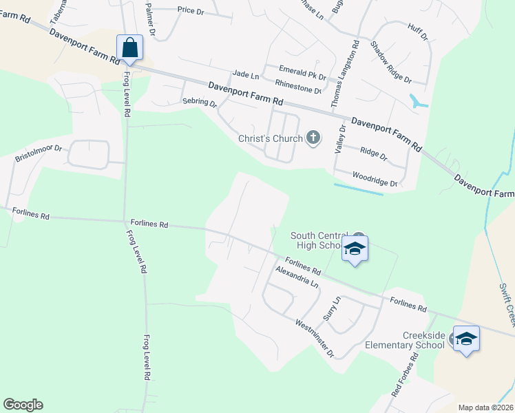 map of restaurants, bars, coffee shops, grocery stores, and more near 2335 Vineyard Drive in Winterville