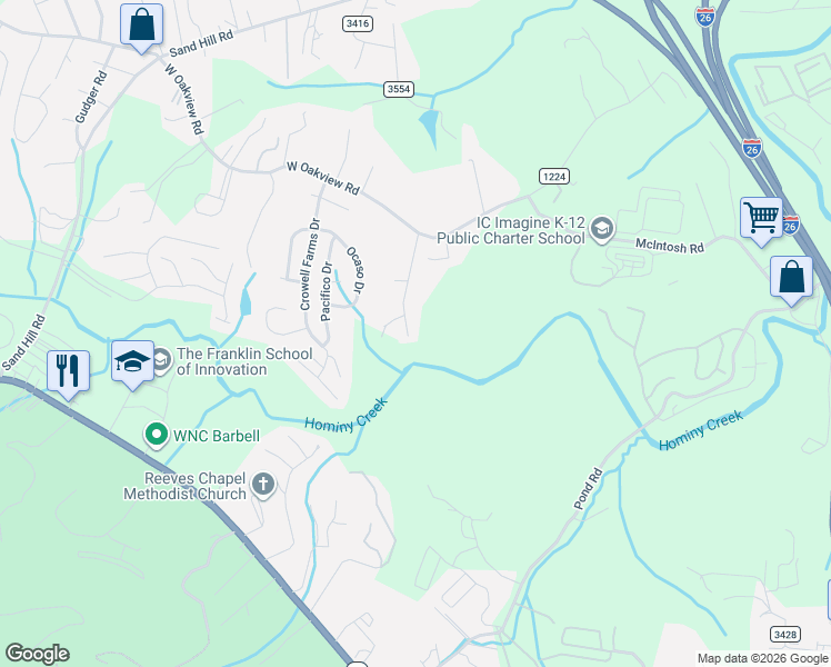 map of restaurants, bars, coffee shops, grocery stores, and more near 30 Morse Drive in Asheville