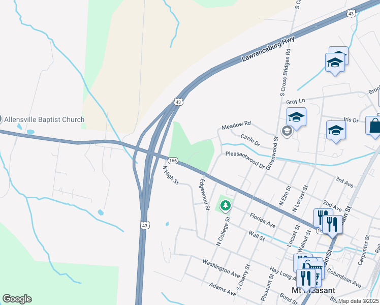 map of restaurants, bars, coffee shops, grocery stores, and more near 900 Hidden Acres Drive in Mount Pleasant