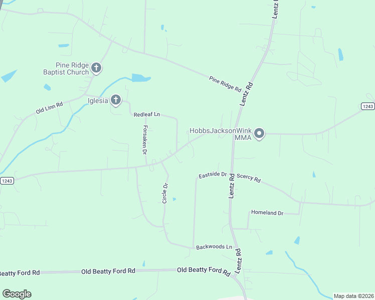 map of restaurants, bars, coffee shops, grocery stores, and more near 2335 Daugherty Road in China Grove