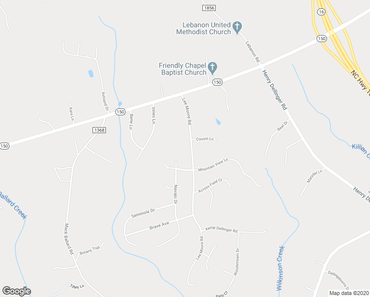 map of restaurants, bars, coffee shops, grocery stores, and more near 3829 Lee Moore Road in Maiden