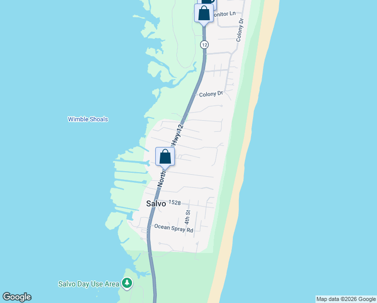 map of restaurants, bars, coffee shops, grocery stores, and more near 27219-27221 Dory Road in Rodanthe