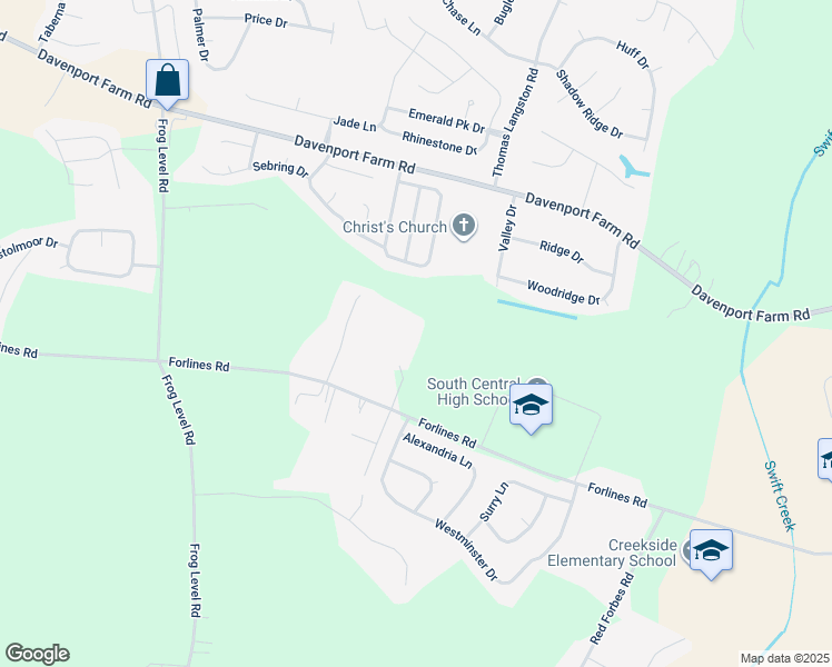 map of restaurants, bars, coffee shops, grocery stores, and more near 2365 Vineyard Drive in Winterville