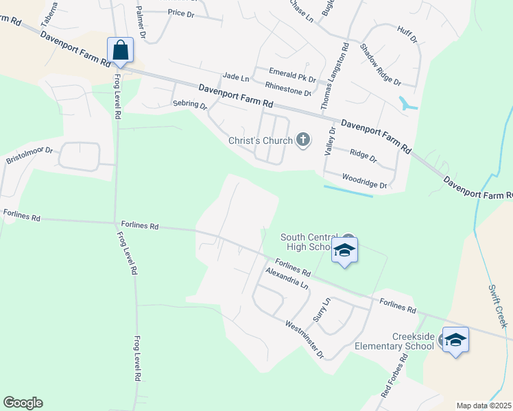 map of restaurants, bars, coffee shops, grocery stores, and more near 2340 Vineyard Drive in Winterville