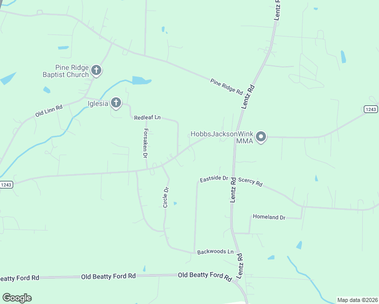 map of restaurants, bars, coffee shops, grocery stores, and more near 2335 Daugherty Road in China Grove