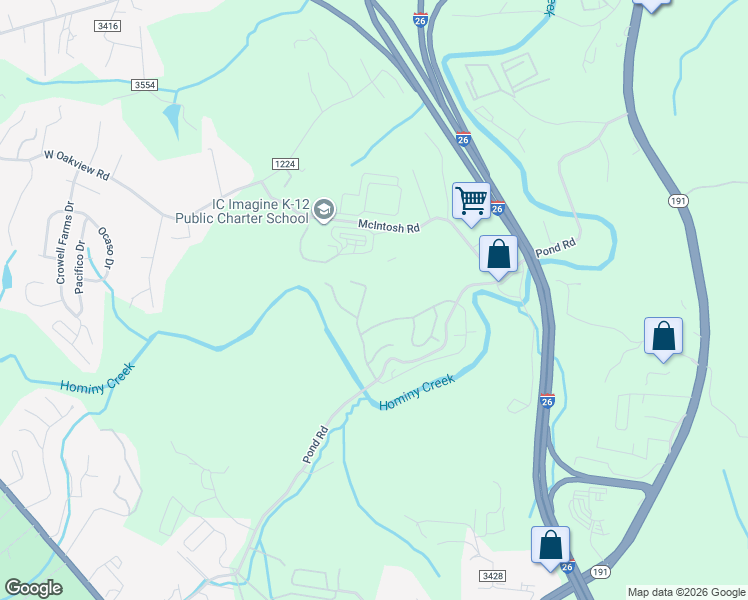 map of restaurants, bars, coffee shops, grocery stores, and more near 41 McIntosh Road in Asheville