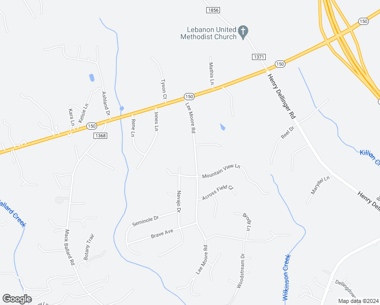 map of restaurants, bars, coffee shops, grocery stores, and more near 3799 Lee Moore Road in Maiden