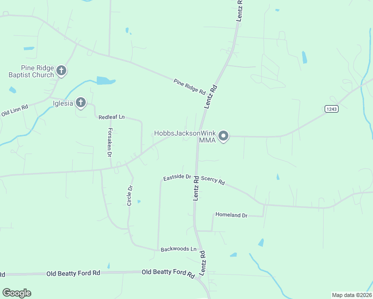 map of restaurants, bars, coffee shops, grocery stores, and more near 2625 Daugherty Road in China Grove