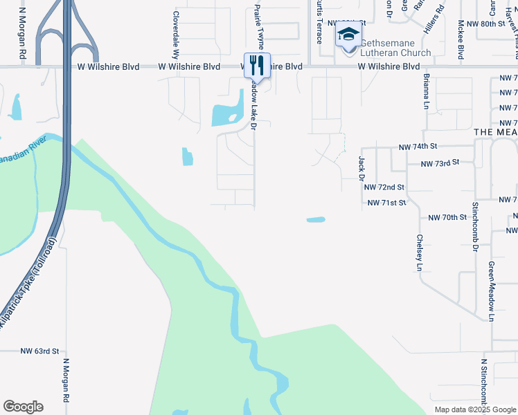 map of restaurants, bars, coffee shops, grocery stores, and more near 7016 Meadow Lake Drive in Yukon