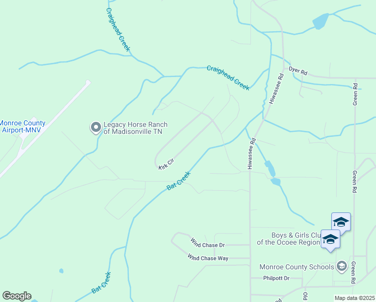map of restaurants, bars, coffee shops, grocery stores, and more near 300 Kirk Circle in Madisonville