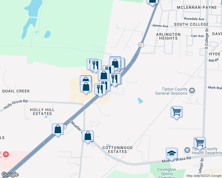map of restaurants, bars, coffee shops, grocery stores, and more near 1624 U.S. 51 South in Covington