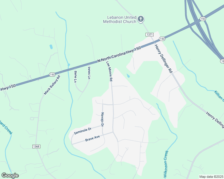 map of restaurants, bars, coffee shops, grocery stores, and more near 3833 Lee Moore Road in Maiden