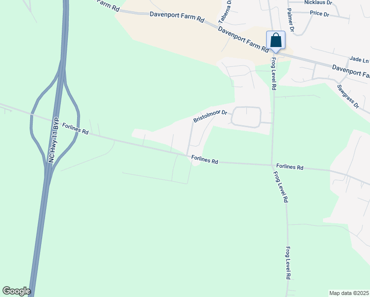 map of restaurants, bars, coffee shops, grocery stores, and more near 1304 Bristolmoor Drive in Winterville