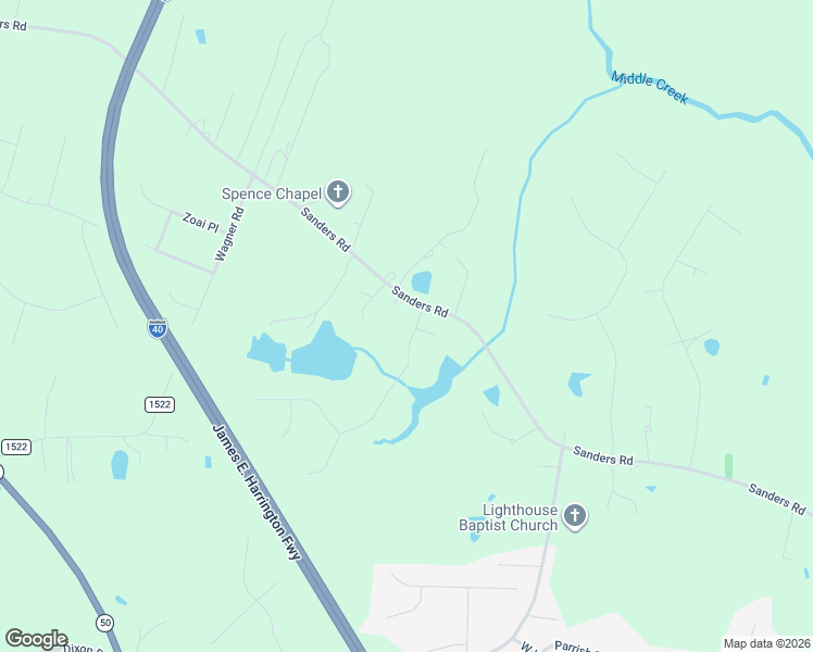 map of restaurants, bars, coffee shops, grocery stores, and more near 64 Saddle Ridge Drive in Johnston County
