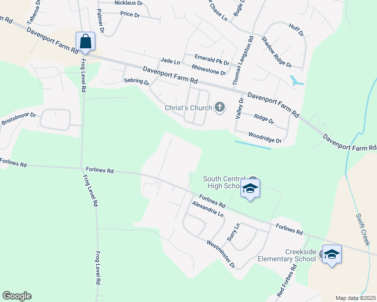 map of restaurants, bars, coffee shops, grocery stores, and more near 2360 Vineyard Drive in Winterville