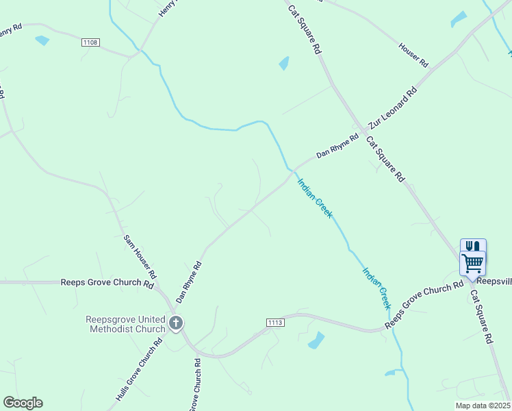 map of restaurants, bars, coffee shops, grocery stores, and more near Dan Rhyne Road in Vale